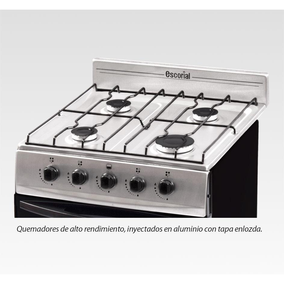 Cocina Escorial Palace Acero Inox. Horno 4 Hornallas – Sanitarios Carupá